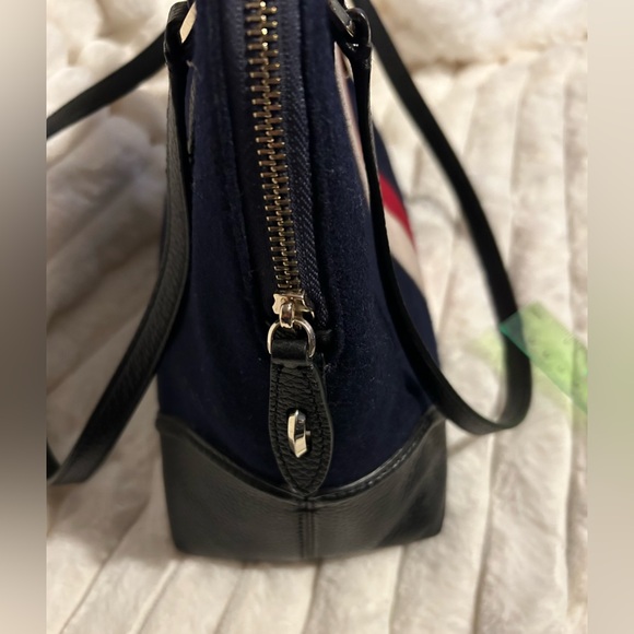 Kate Spade Navy Felt Carolyn Medium Shoulder Purse, Measures 13”x9.5”x5”. - Picture 7 of 8